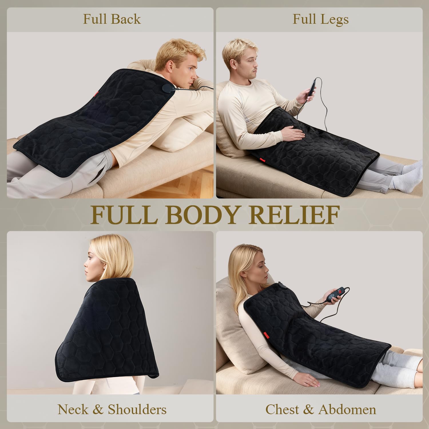 InVarme graphene heating pad combines soft cover with versatile care areas.