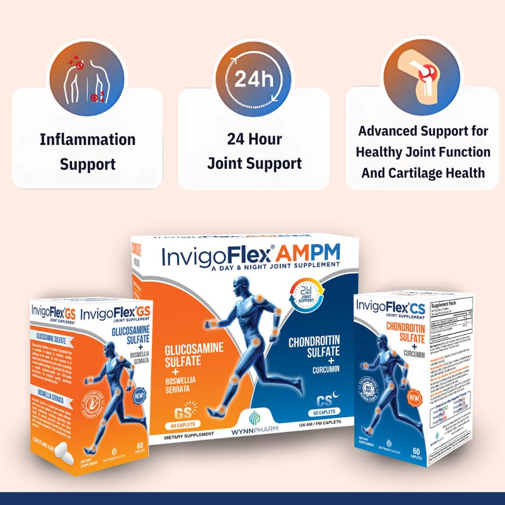 INVIGOFLEX chondroitin-evening-dose bottle illustrating nighttime joint support