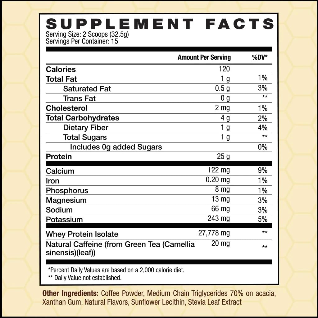 Close-up of INVIGOR8 bottle label highlighting 25 g protein per serving.