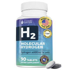 Invigorated Water hydrogen tablets in a bottle front for easy daily hydration.