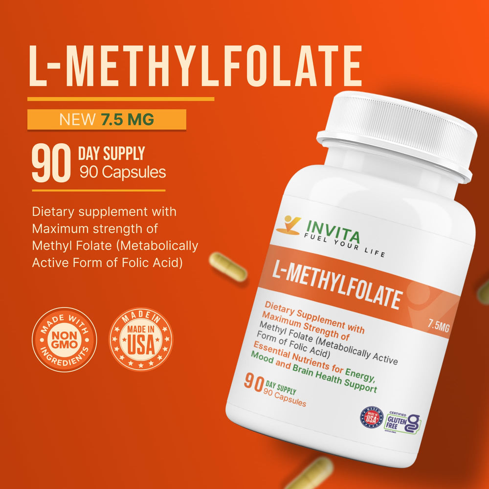 INVITA label detail highlights 5-MTHF active form on packaging