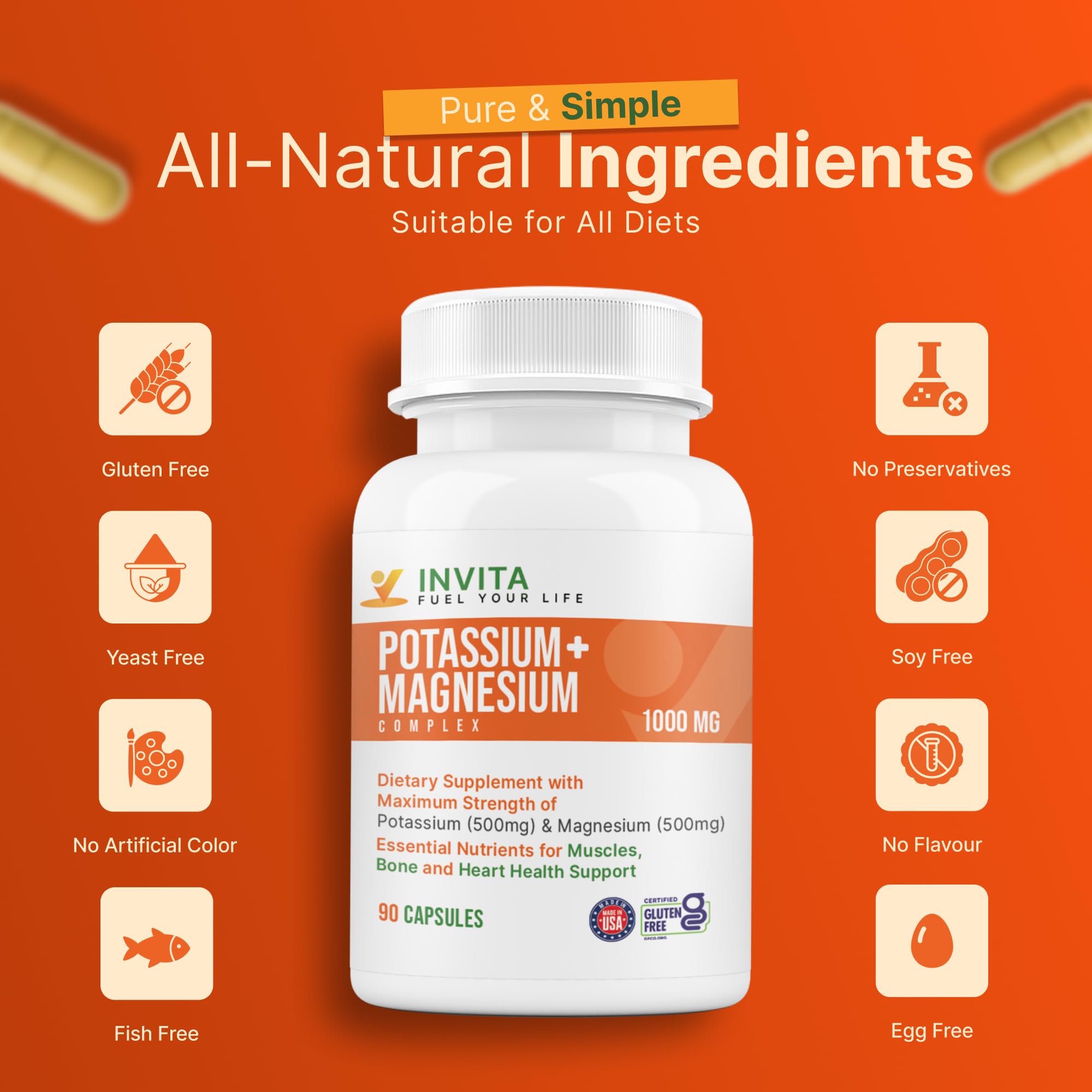 INVITA back-label showcases magnesium forms like glycinate, citrate, and oxide for comprehensive support.