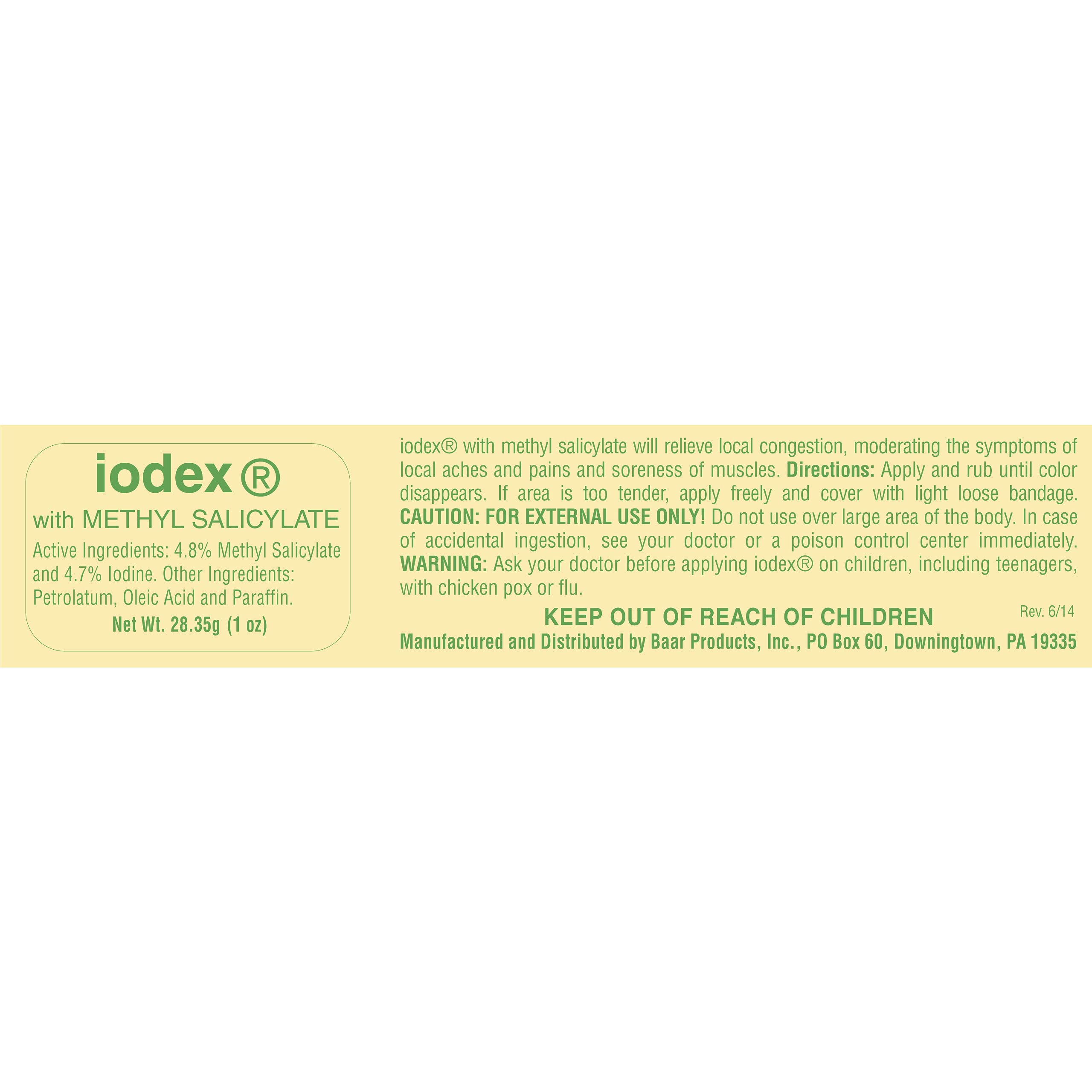 IODEX BAAR ointment applied to skin for massage absorption.
