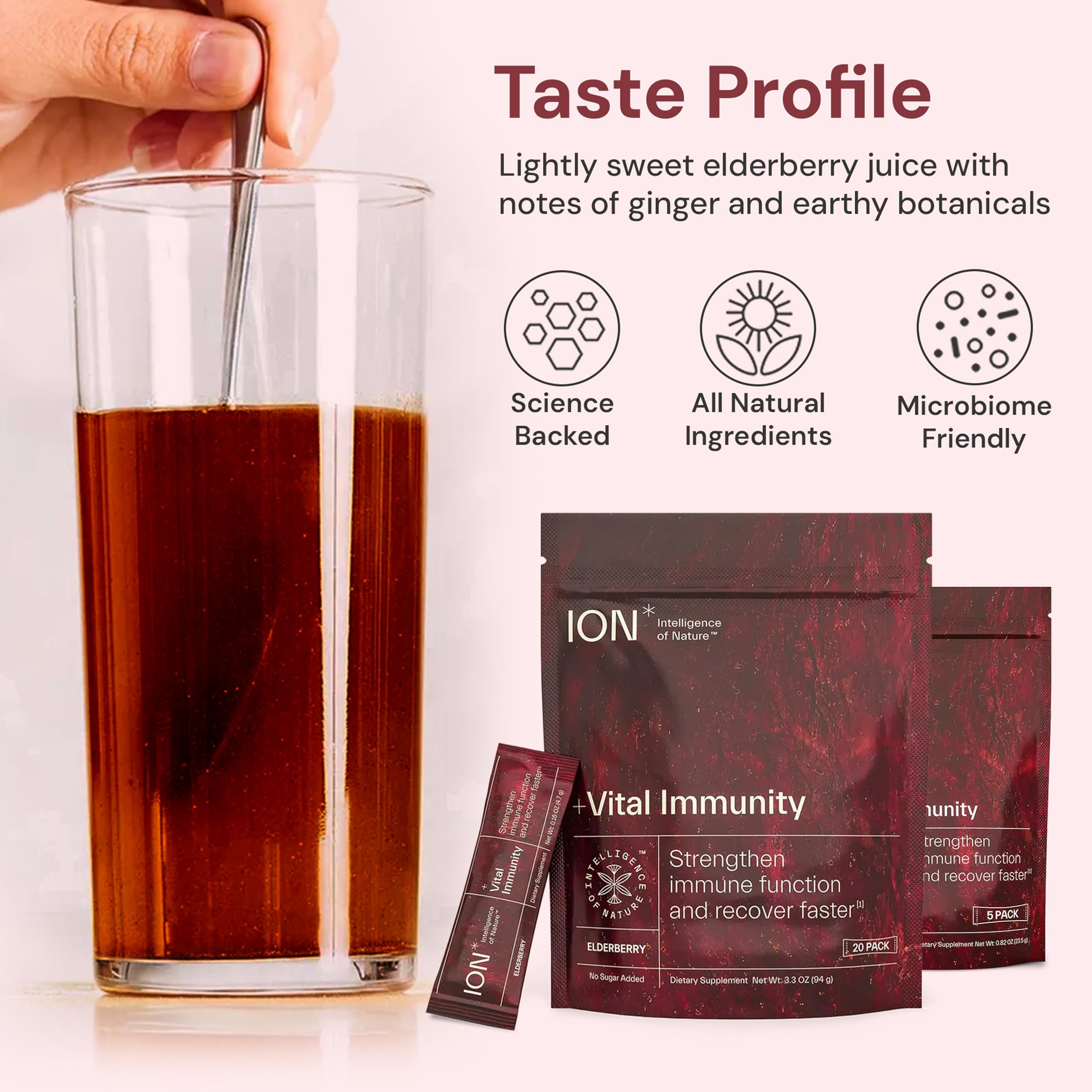 ION Gut Support synergy with immunity drink packets for gut-immune connection