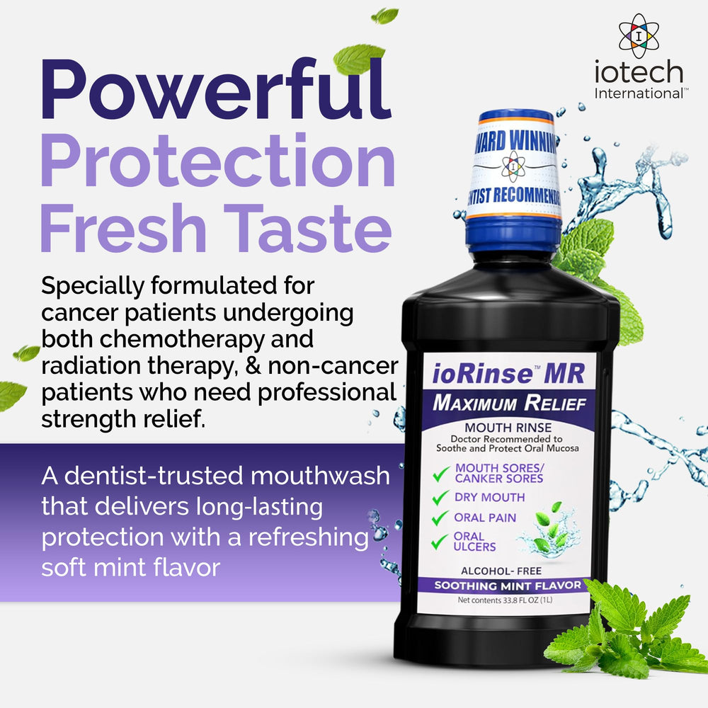 ioRinse MR patient-using scene at-home relief for mouth irritation.