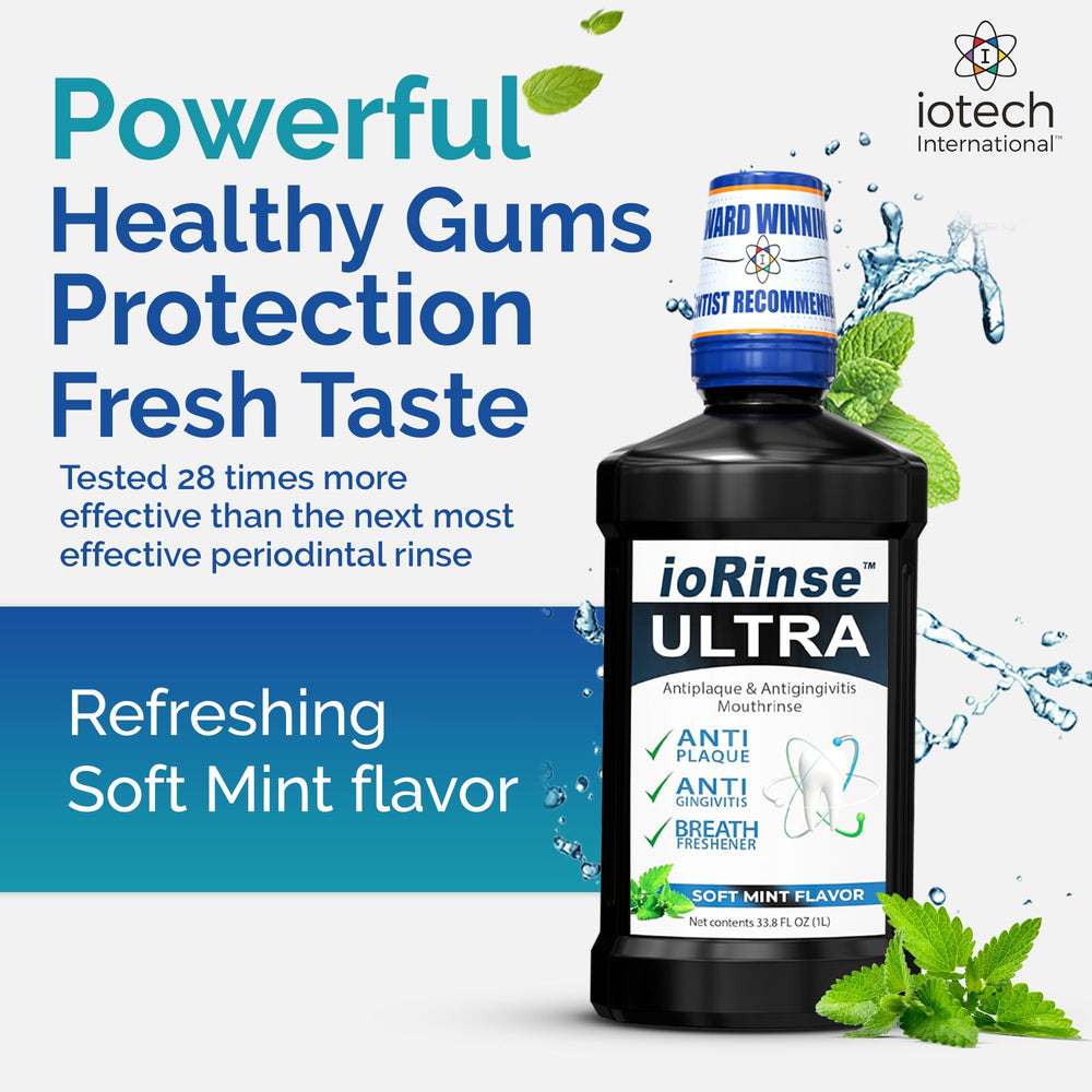 ioRinse Ultra label front showing alcohol-free formula and ingredients