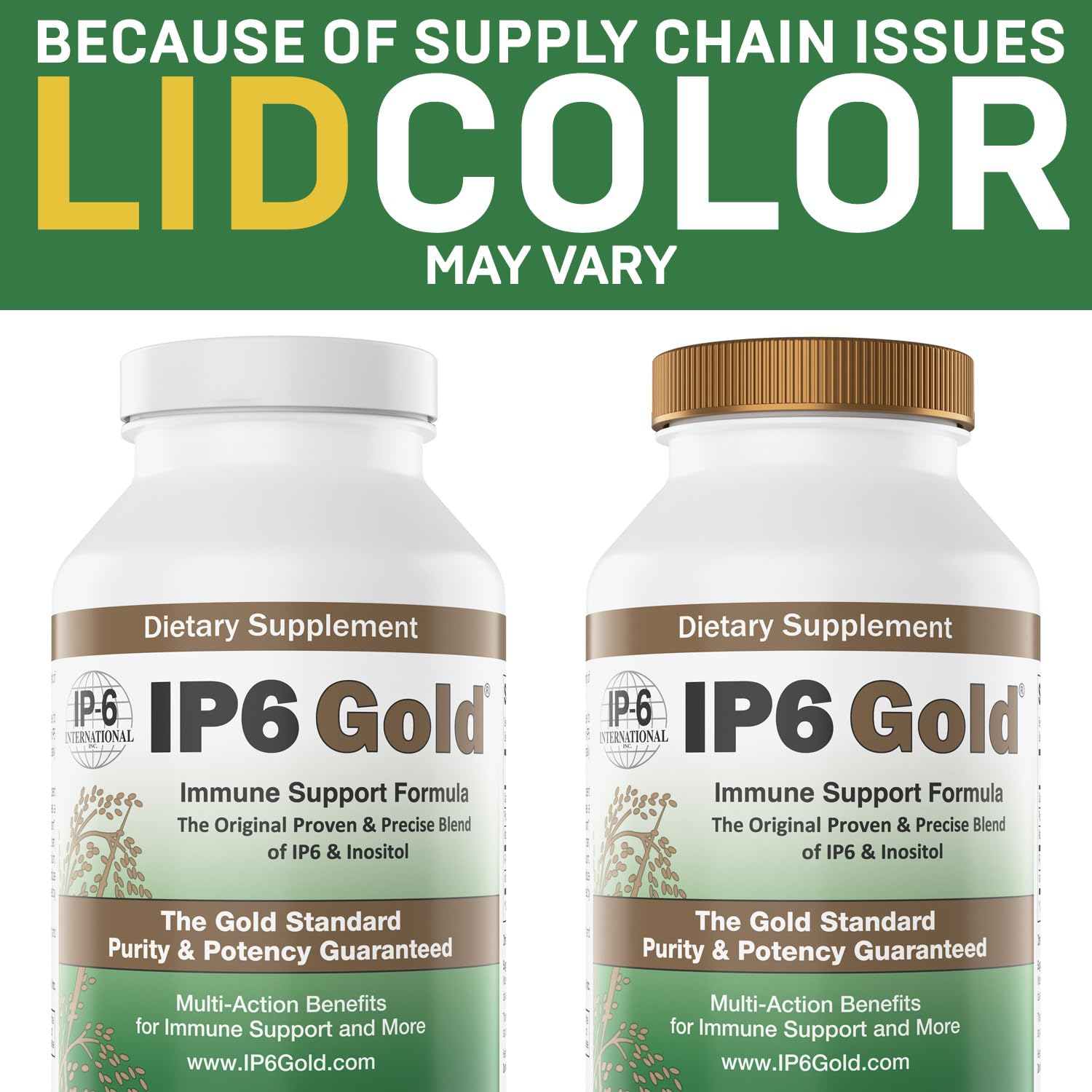 IP6 Gold capsules closeup highlights pure ingredients and compact daily dosing.