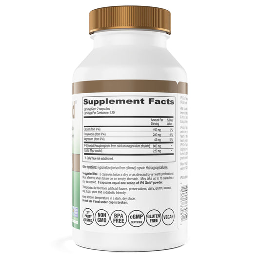 IP6 Gold label close-up highlighting Non-GMO certification and US-made quality.