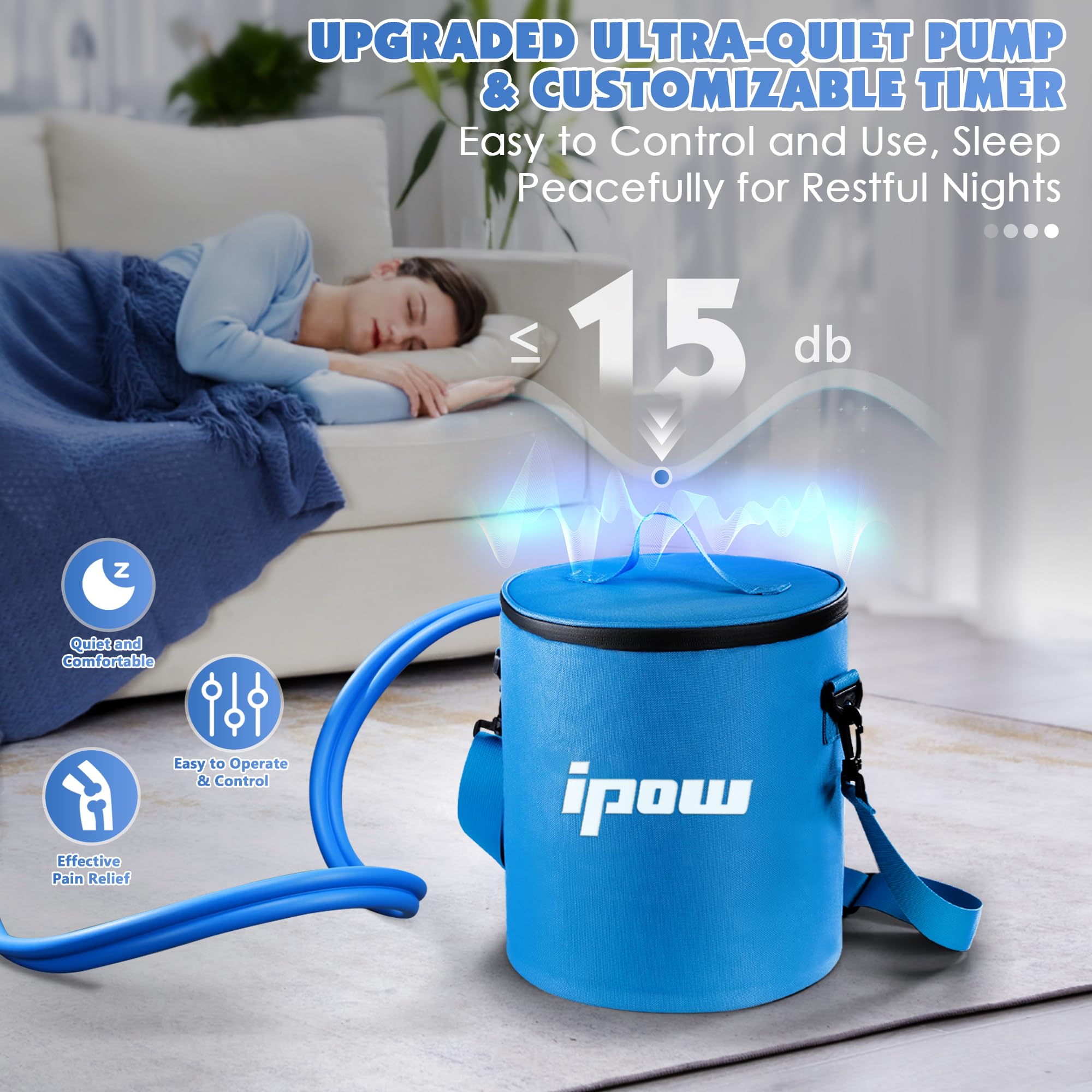 IPOW control panel enables easy adjustable cooling settings for personalized therapy.