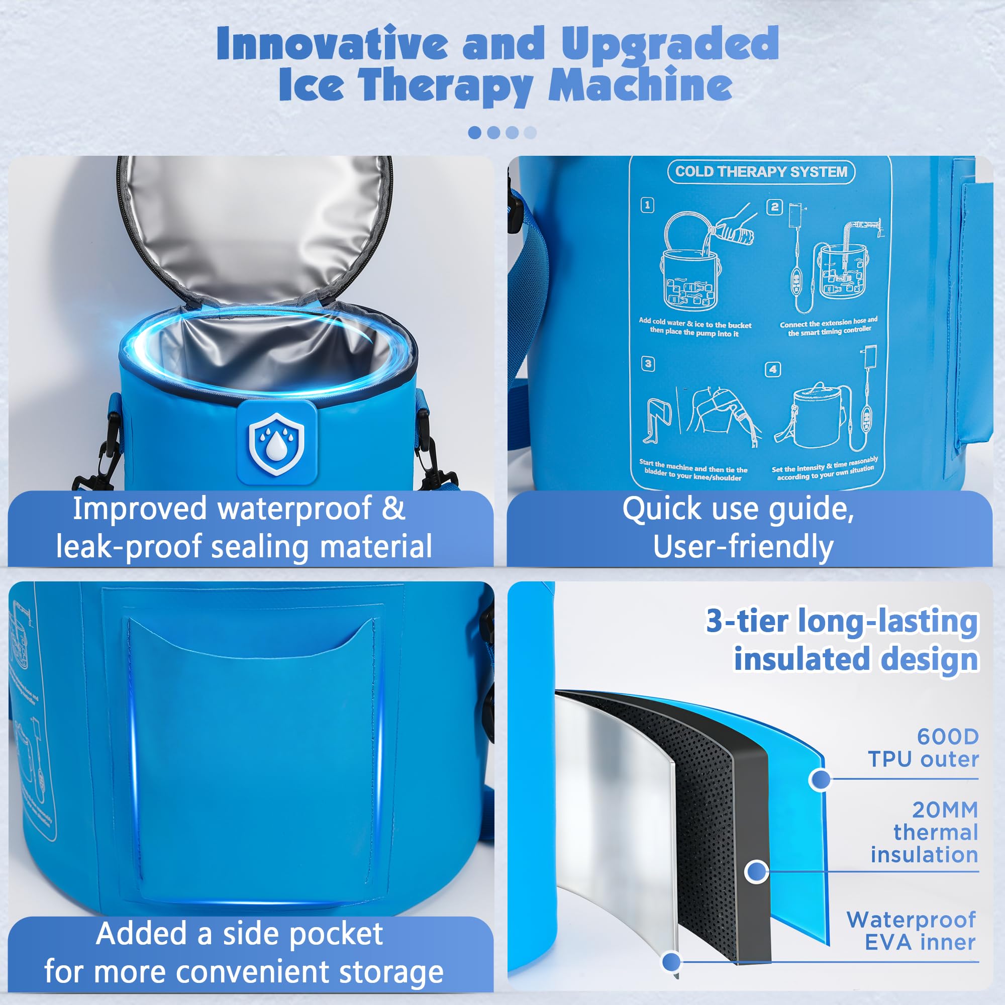 IPOW portable cold therapy machine for convenient recovery at home or on the go.