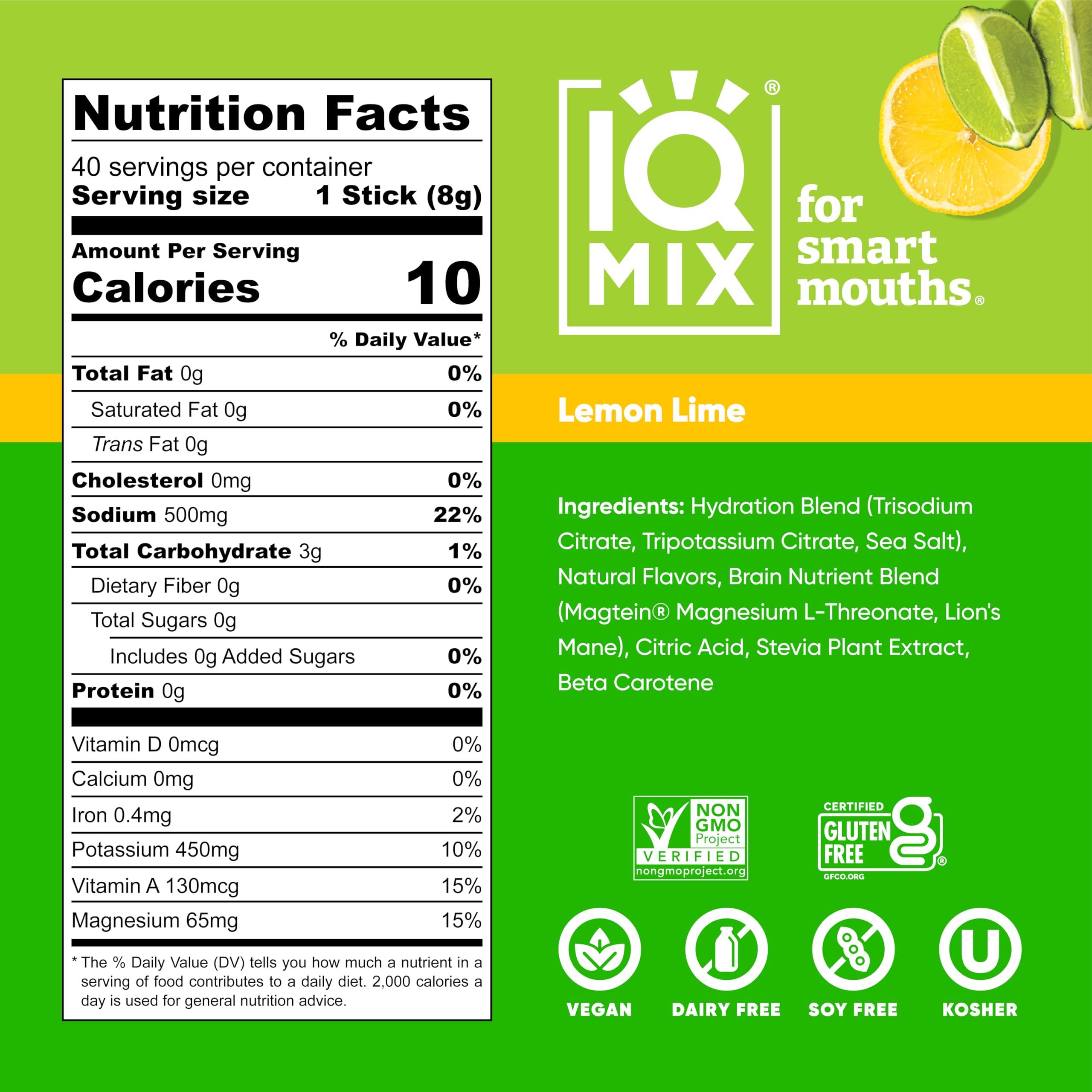 IQMIX Lemon Lime open-packet dissolving in water for quick, tasty hydration.