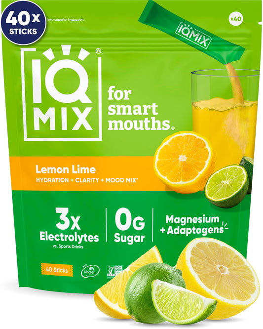 IQMIX Lemon Lime packet opens for fast hydration and crisp flavor.