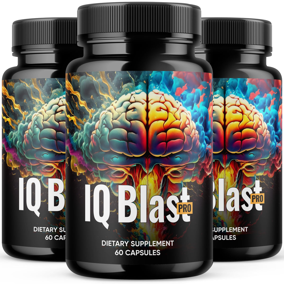 IQ Blast Pro bottle front highlighting premium cognitive support potential.
