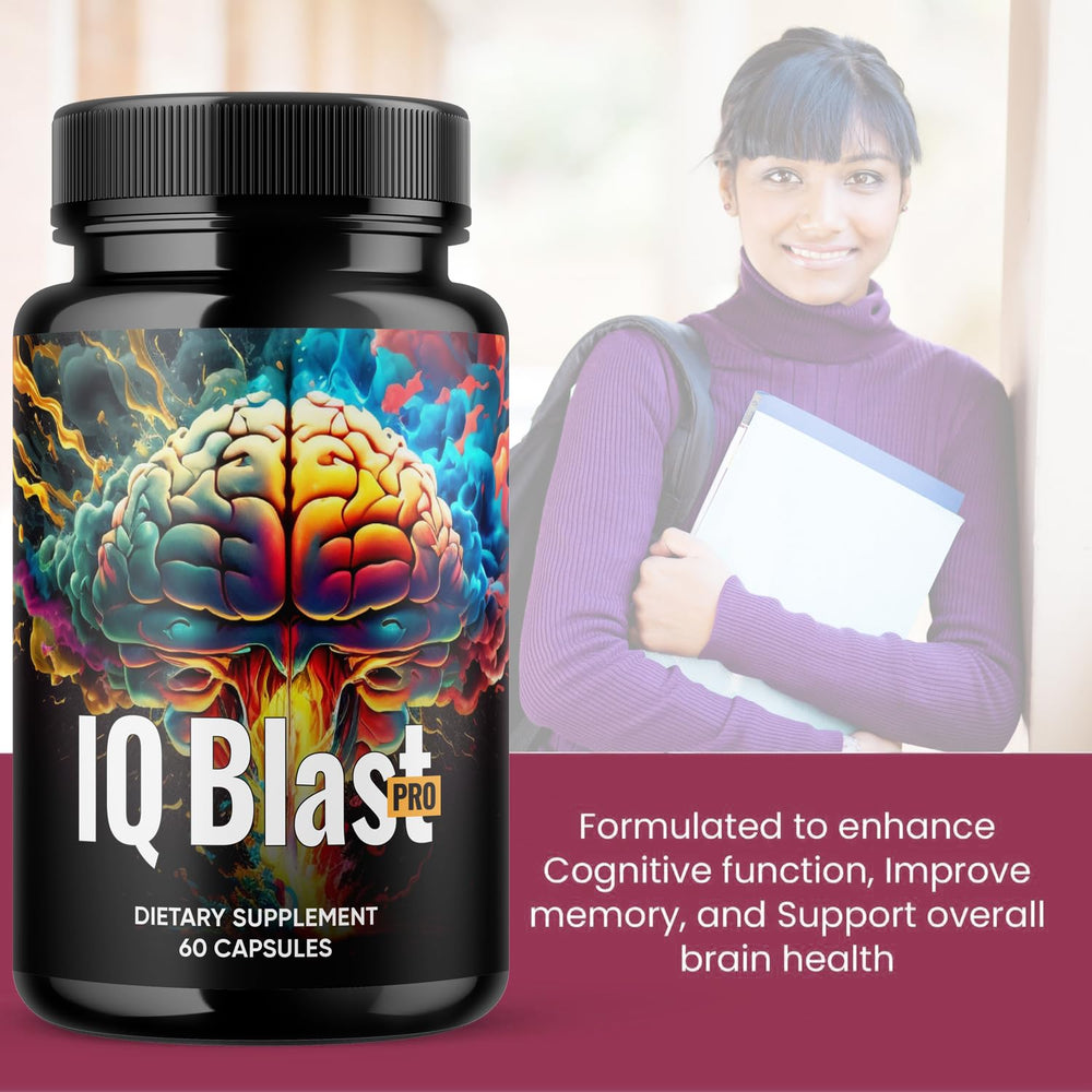 IQ Blast Pro label close-up showing all-natural ingredients and quality.