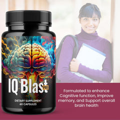 IQ Blast Pro label close-up showing all-natural ingredients and quality.
