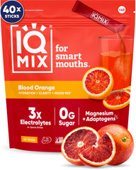 IQMIX Blood Orange packet front for on-the-go hydration and flavor.
