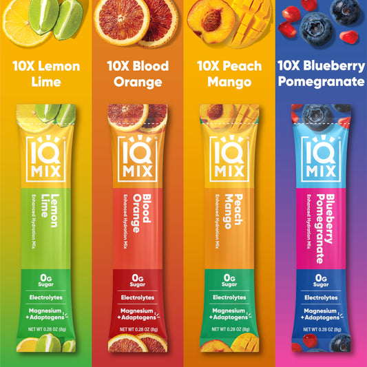 IQMIX Blueberry Pomegranate packet ready to mix for refreshing flavor and focus.