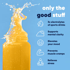 IQMIX dissolving packet in water showing refreshing, sugar-free hydration.