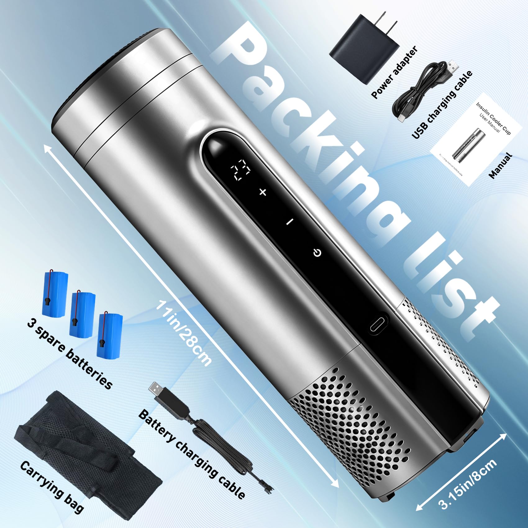 IQYIQY insulin cooler showing pens inside with 1–7 pen capacity