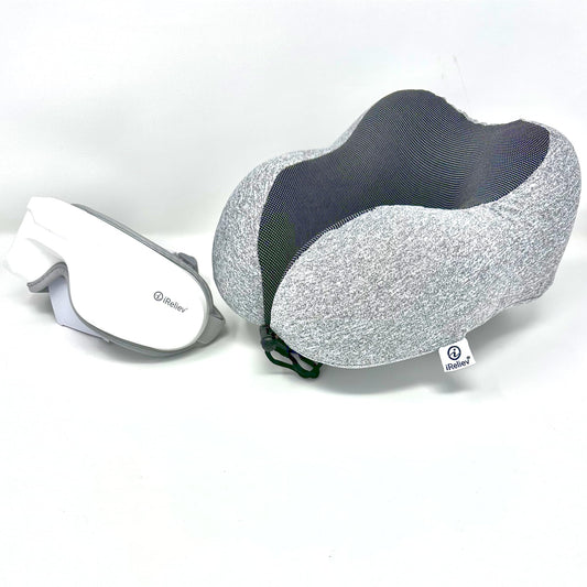 iReliev eye massager with Bluetooth music for soothing sessions.