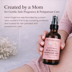 Irene Organics award badge signals trust in postpartum skincare.