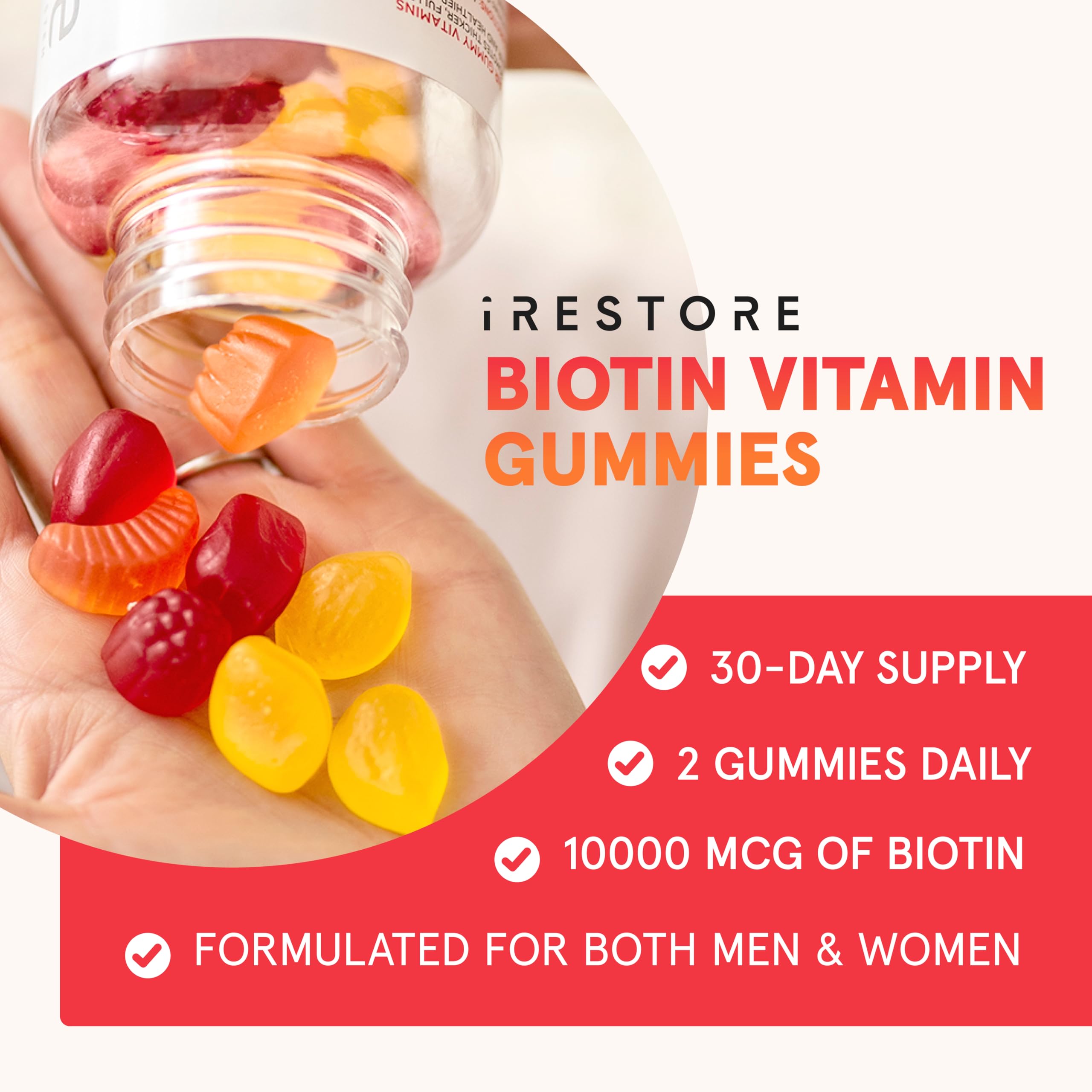 iRestore Biotin Gummies lemon flavor with bright zest for nails and skin comfort