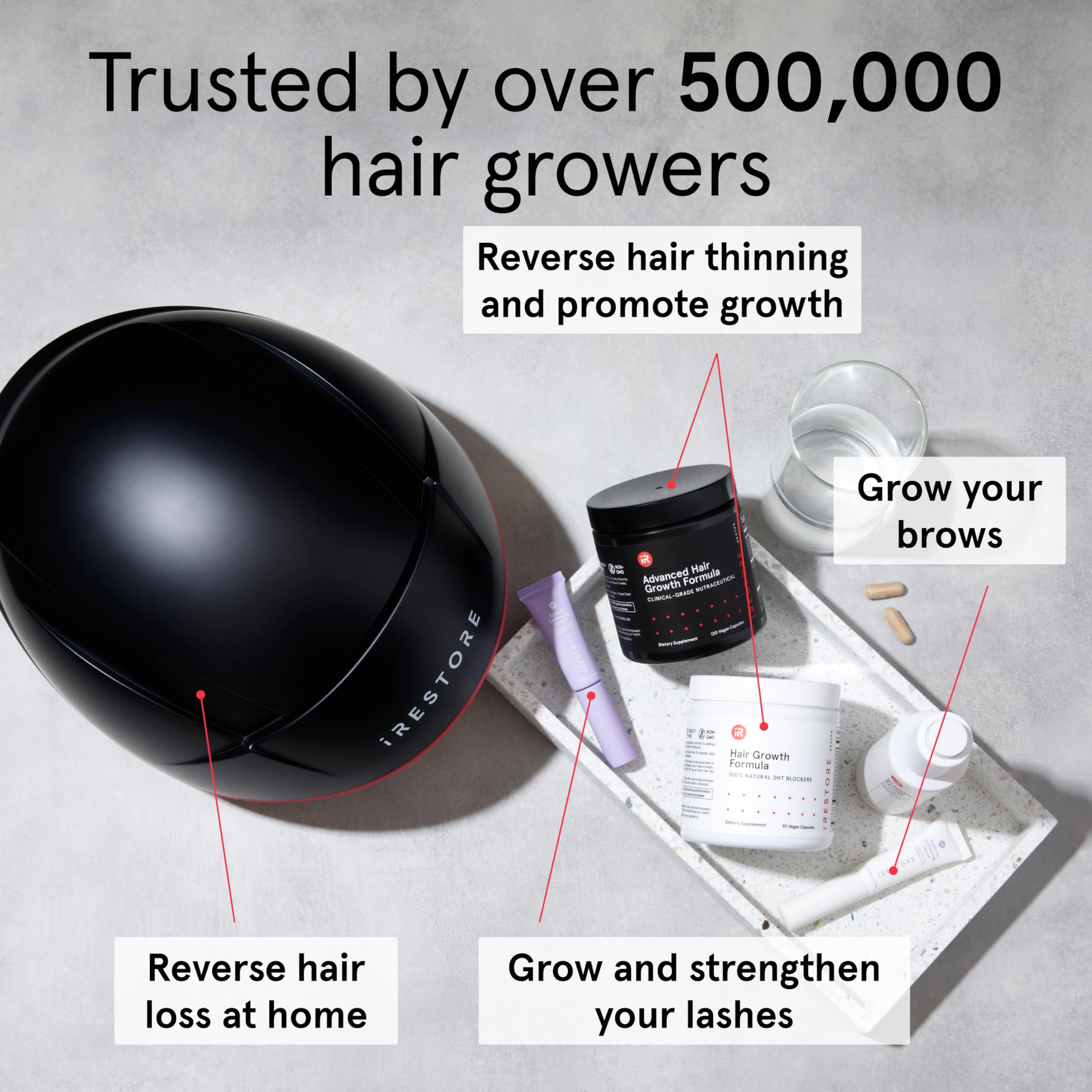 iRestore daily-use scene with someone taking capsules as part of their routine.
