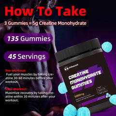 IRIDESICENT Creatine Monohydrate Gummies serving image highlighting 5000 mg per gummy.