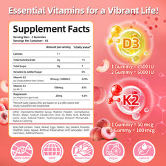 Iridesicent Vitamin D3 K2 gummies lychee close-up highlights flavor