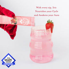 Iris Strawberry Lychee flavor packet close-up ready to mix