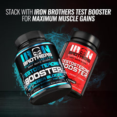 Iron Brothers Testosterone Booster packaging display emphasizes 60 capsules.