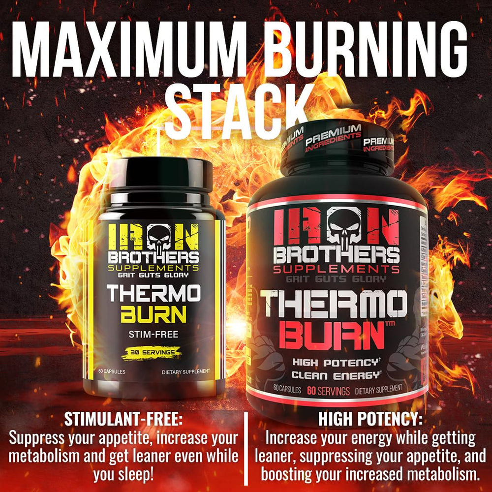 Iron Brothers Thermo Burn Hardcore label detail featuring Yohimbine and appetite control