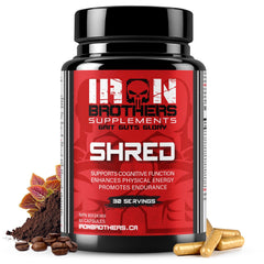 Iron Brothers Thermogenic Fat Burner bottle with capsules for on-the-go energy support.