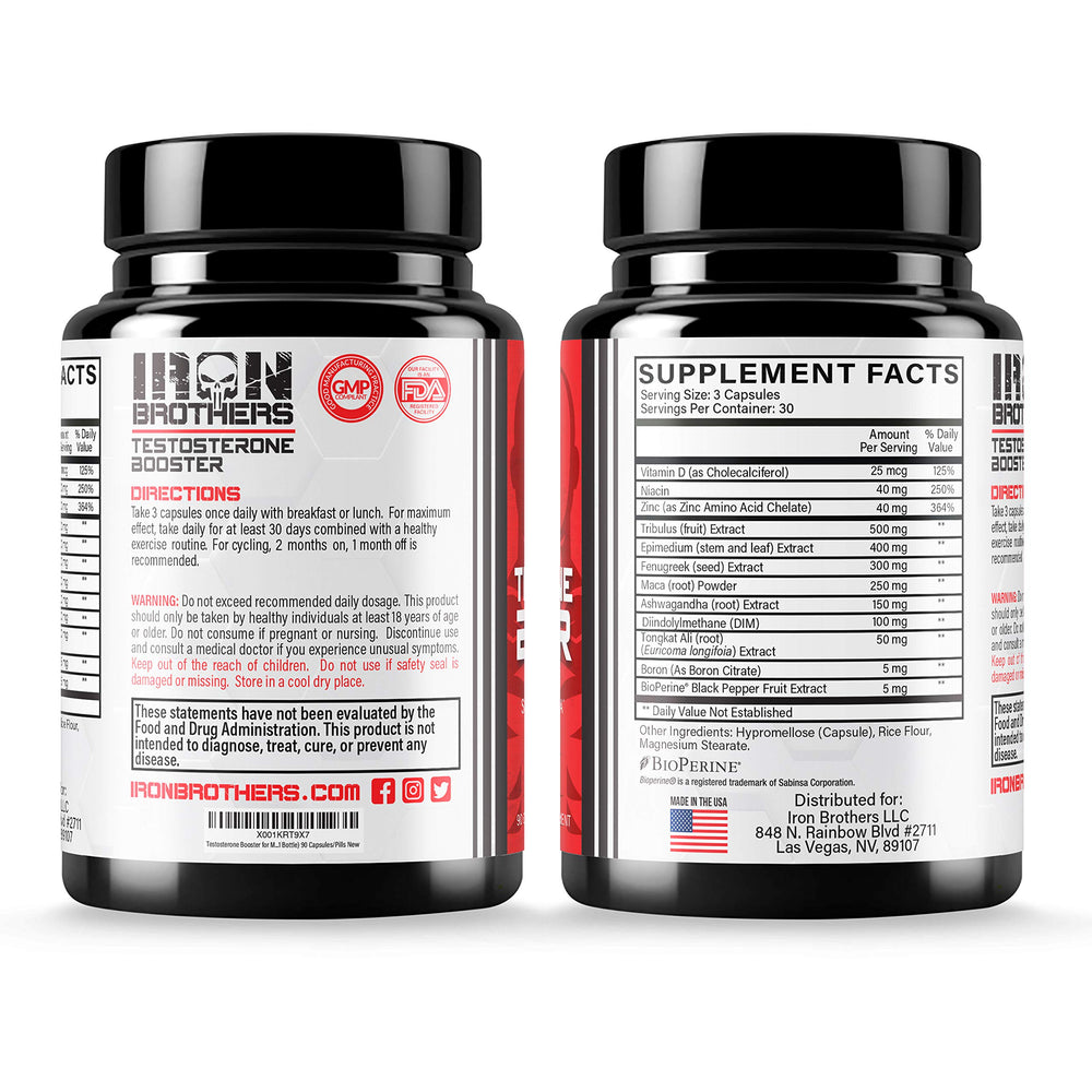 Iron Brothers capsules image highlighting Tribulus and Tongkat Ali for focus and endurance.