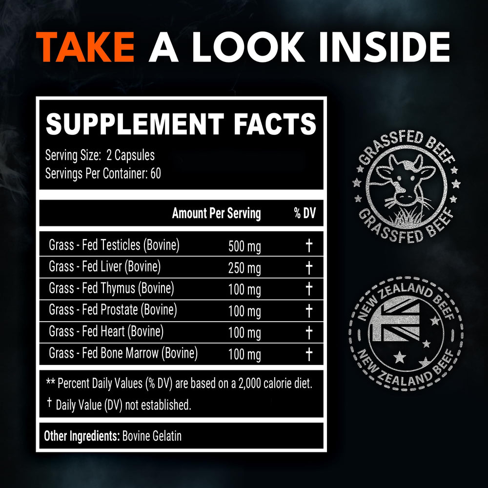Beef organ heart capsule shown as part of the daily routine.