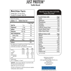 IronMind Just Protein vanilla shake ready in glass with fruit