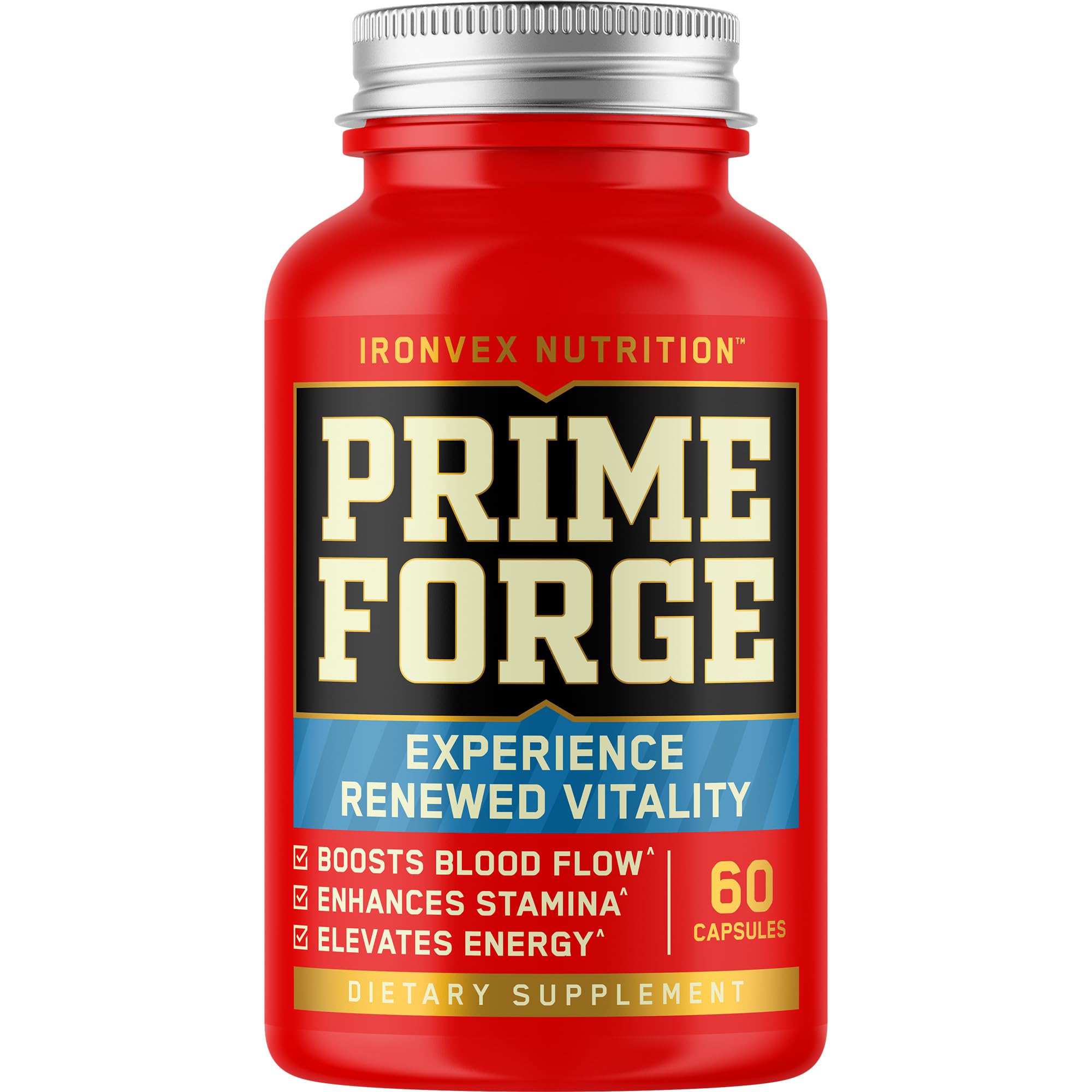 IronVex Testosterone Booster bottle close-up showing premium label for potency