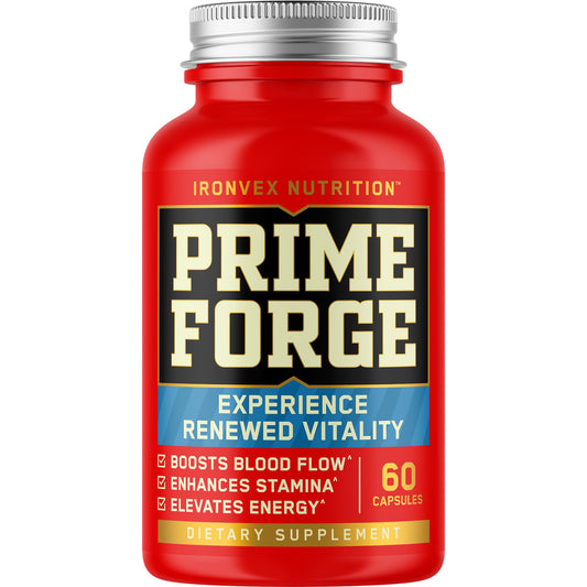IronVex Testosterone Booster bottle close-up showing premium label for potency