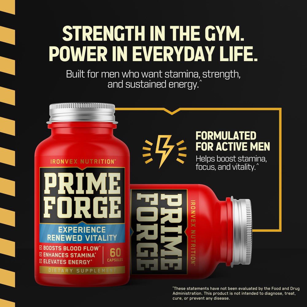 IronVex Testosterone Booster dosage table indicating serving size and timing
