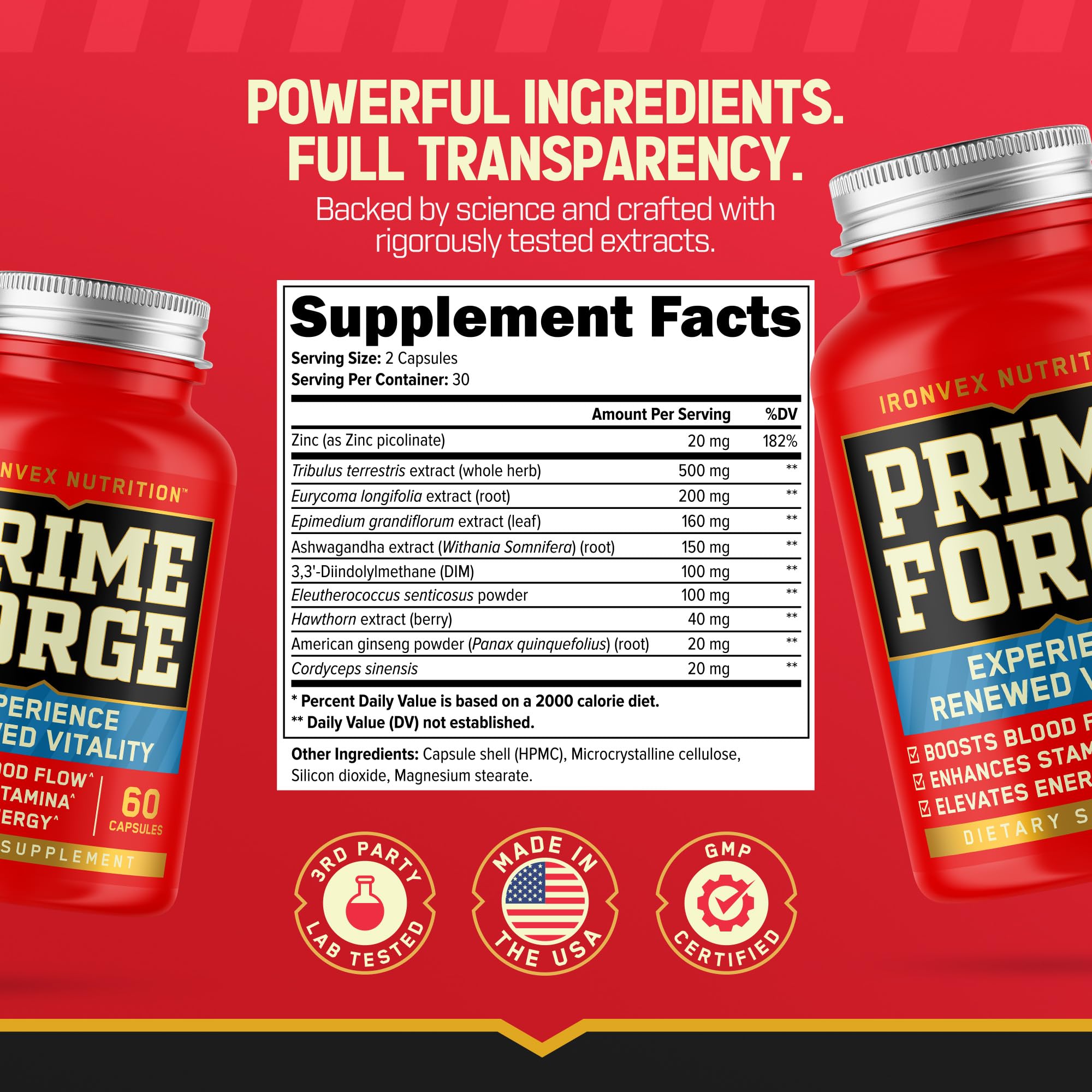 IronVex Testosterone Booster pills in hand suggesting daily support