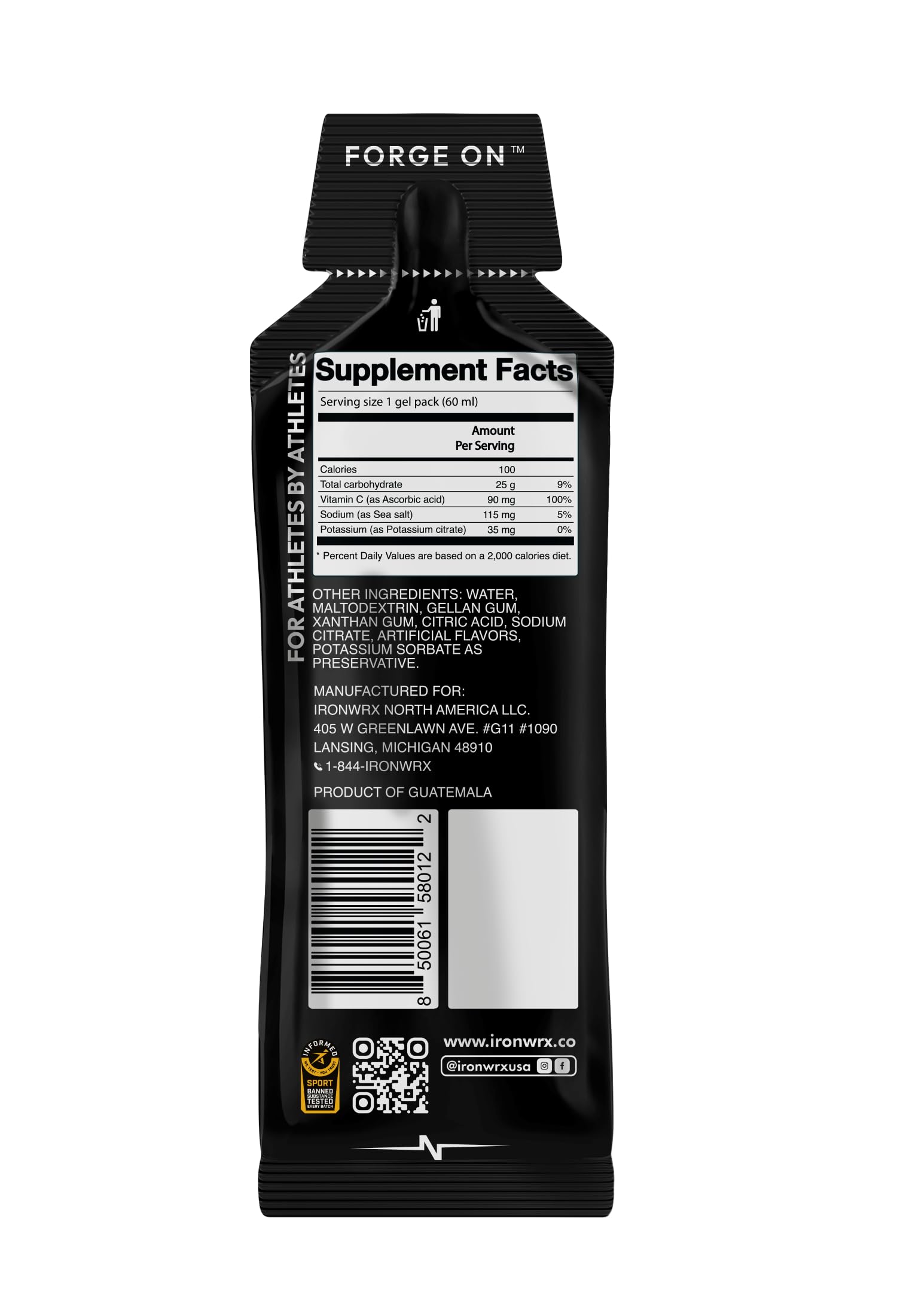 IRONWRX Isotonic Energy Gels Lemon Lime 24-pack offers versatile flavor relief.