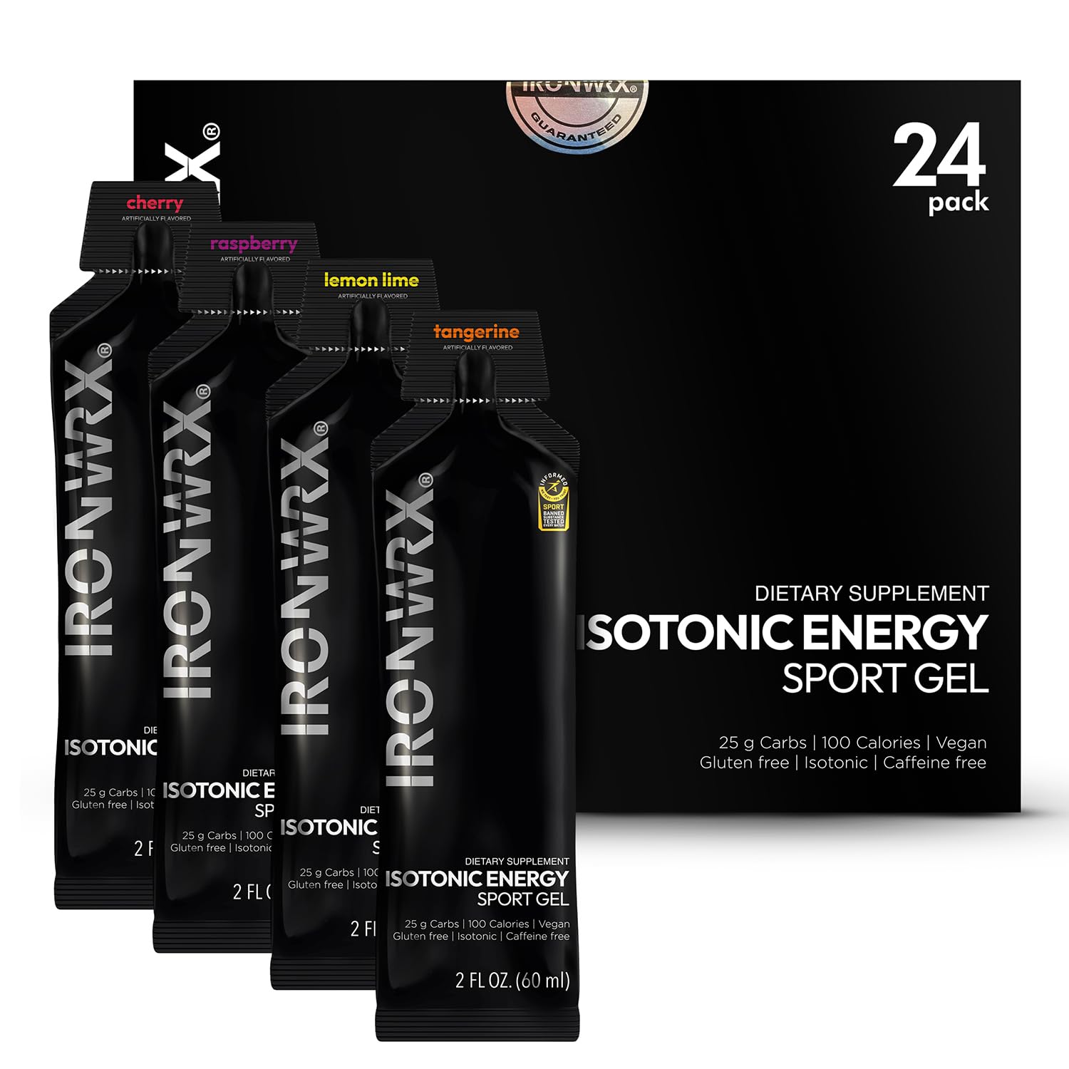 IRONWRX Isotonic Energy Gels Raspberry 24-pack keeps you fueled on long runs.