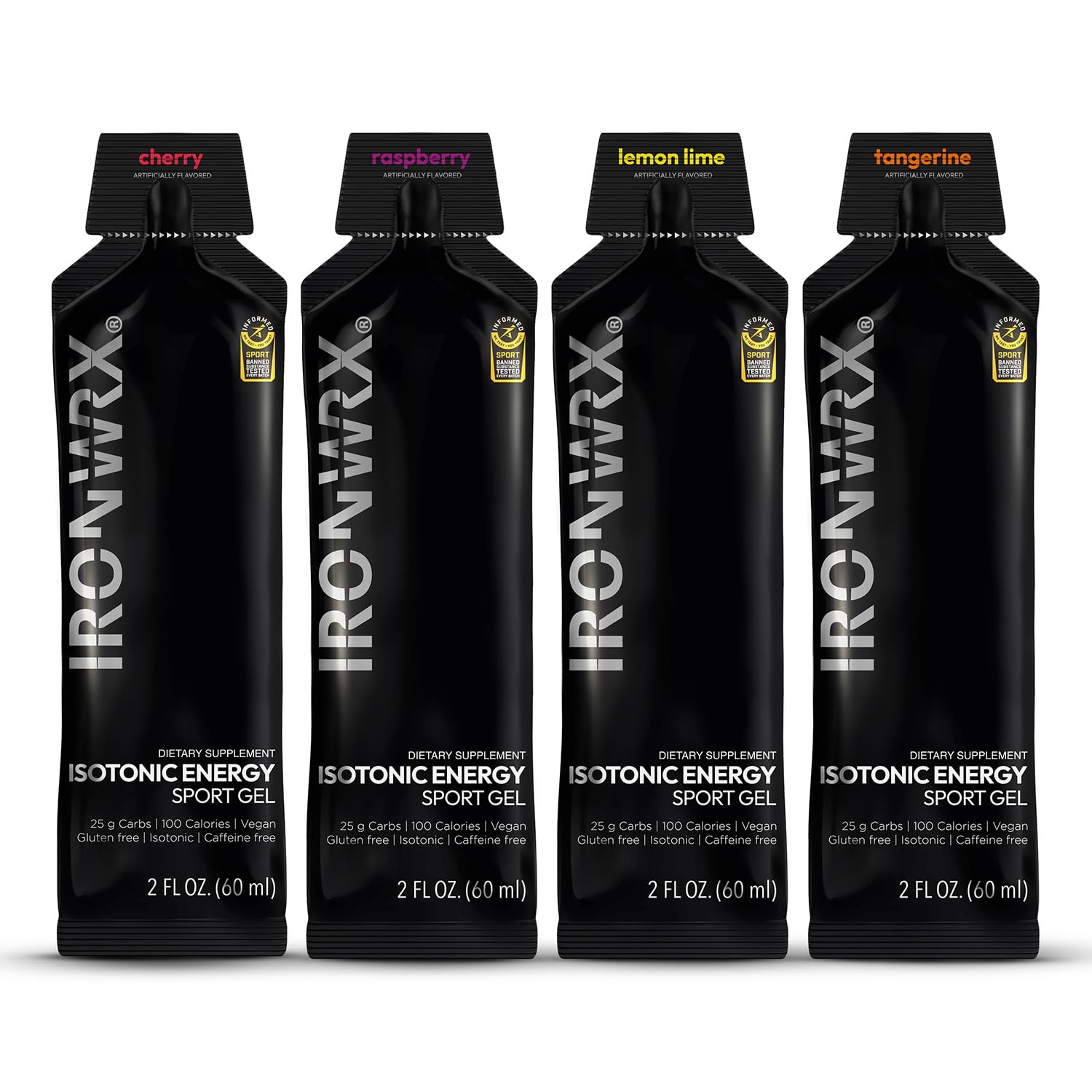 IRONWRX Isotonic Energy Gels Tangerine 24-pack keeps you hydrated and energized.