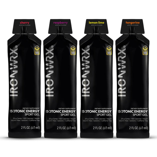 IRONWRX Isotonic Energy Gels Tangerine 24-pack keeps you hydrated and energized.