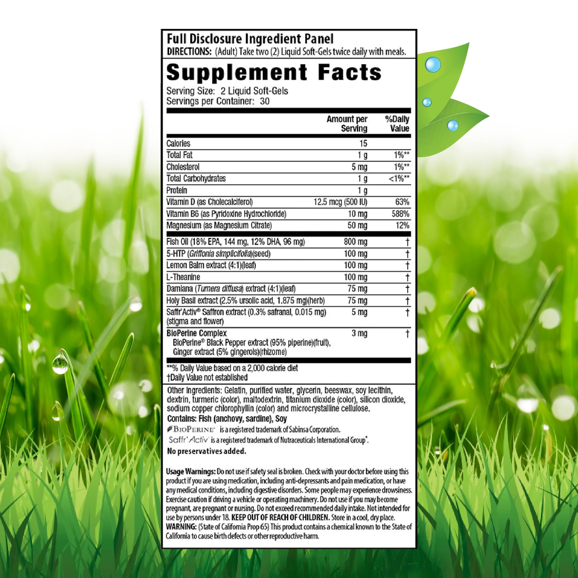 Close-up of Irwin Naturals 5-HTP Extra softgels for easy daily intake.