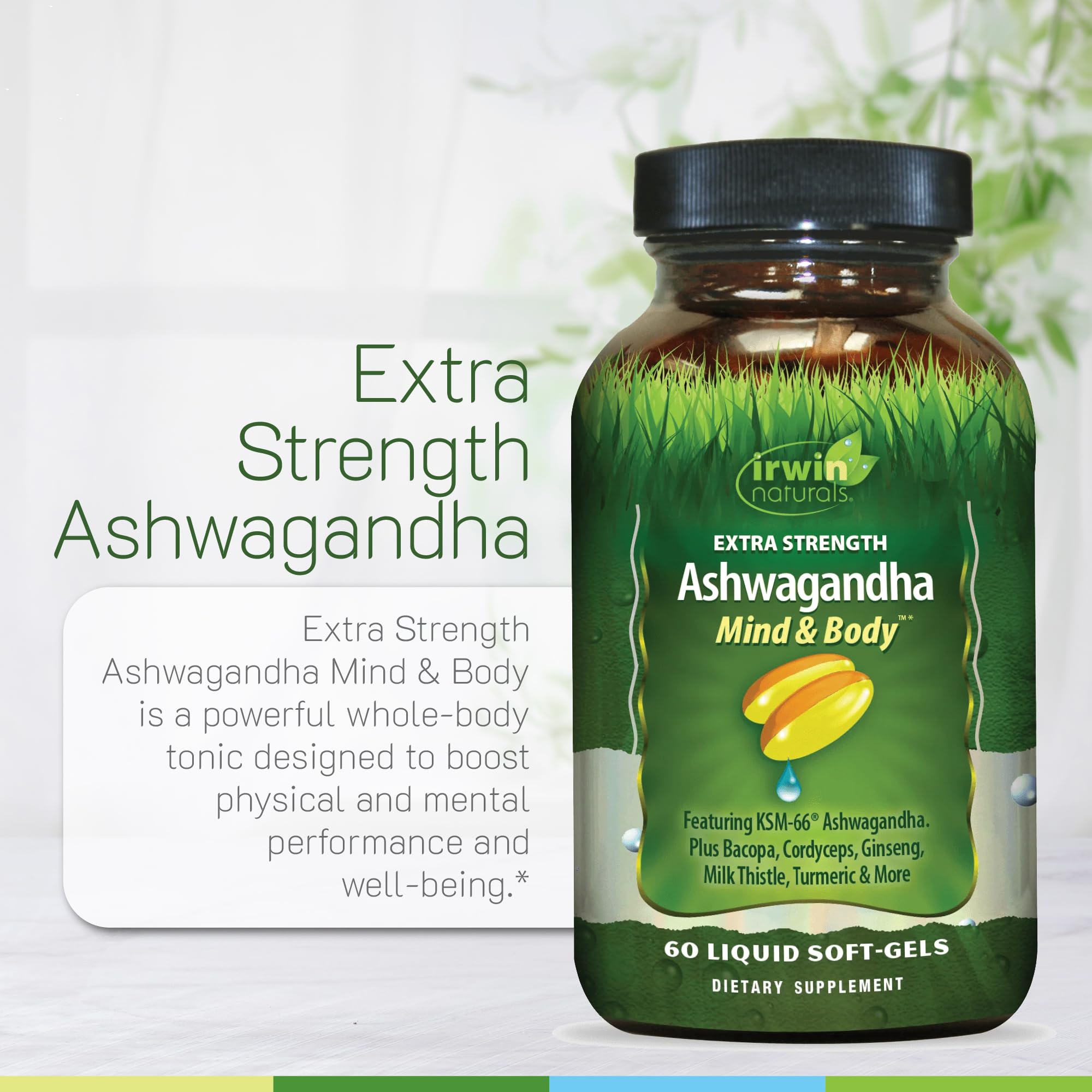 Irwin Naturals adaptogen blend capsules ready for daily use