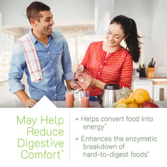 Irwin Naturals Anti-Gas Digestive Enzymes label highlights Bioperine Complex for better absorption