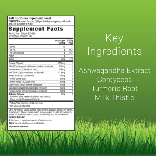 Irwin Naturals softgels closeup highlights bottle and label for easy intake