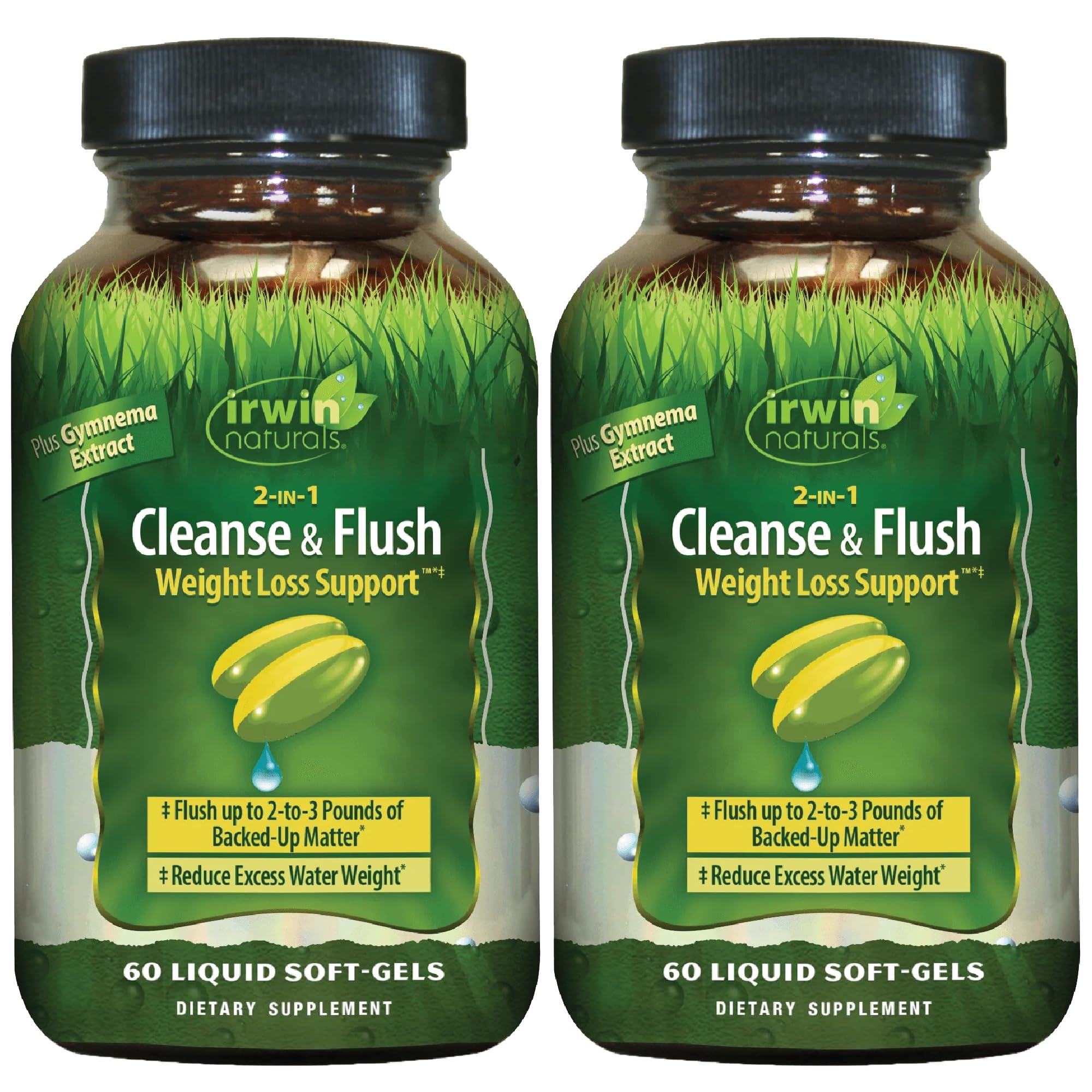 Irwin Naturals 2-in-1 Cleanse and Flush bottle front view for daily support