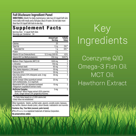 Irwin Naturals CoQ10-RED bottle label closeup highlights NO booster benefits.